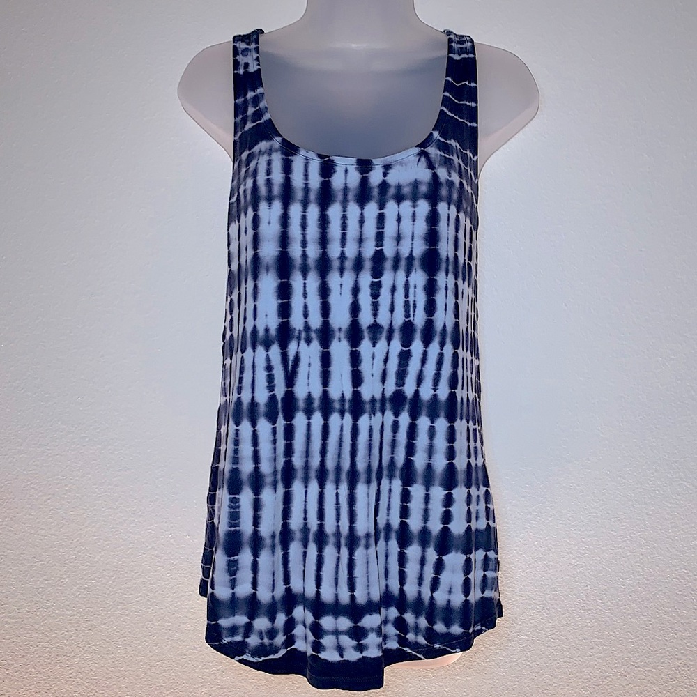 Michael Kors Prussian Blue Cotton Chambray Tie Dye Racerback Tank Top - Sz. M